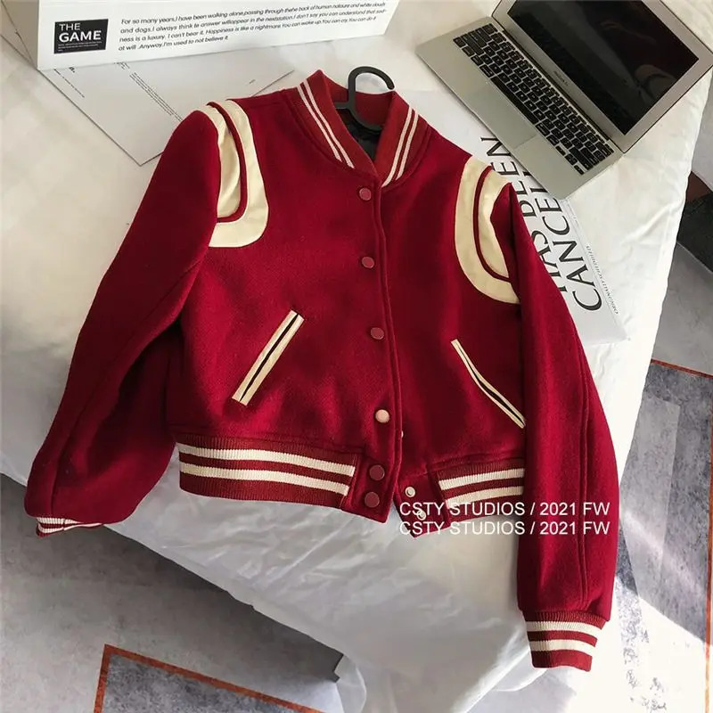 Y2k Streetwear Baseball Jacket Women College Uniform Varsity Jackets Female Oversized Korean Haruku Fashion Coat Spring Autumn 240807