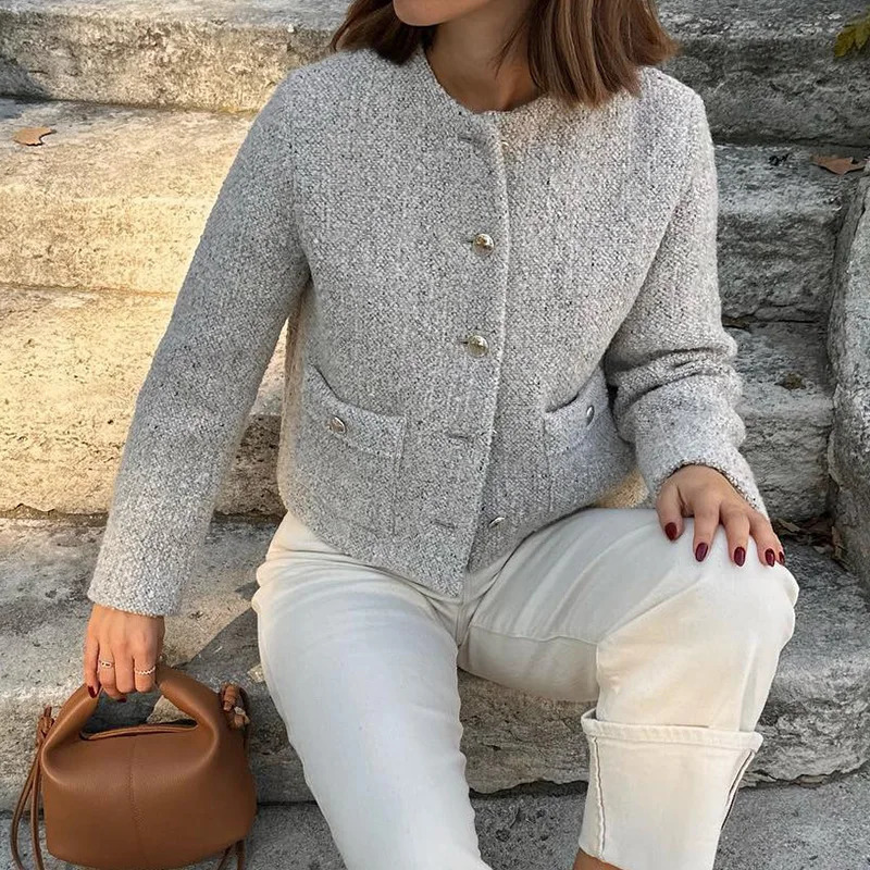 TARUXY Womens Winter Coat Warm Long Sleeve Casual Cut Open Fleece Sweater Womens 2024 Winter Street Elegant Coat240807