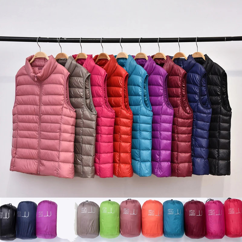 Ultralight Down Vest Women Sleeveless Women Duck Down Waistcoat Puffy Padded Warm Vest Jacket Windproof Warm Portable 240808