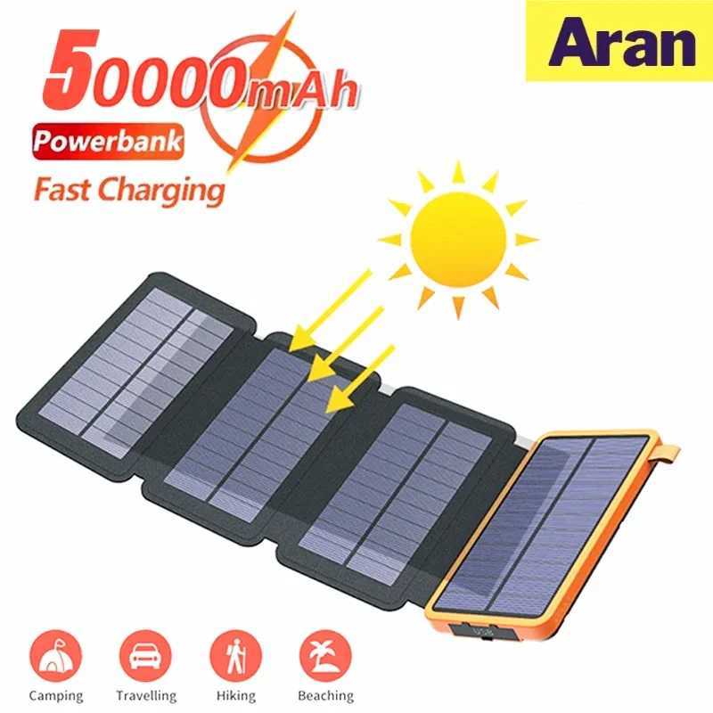 50000mAh Waterproof Solar Power Bank Outdoor Camping Portable Folding Solar Panels 5V 2A USB Output Device Sun Power For iPhoneCL240808