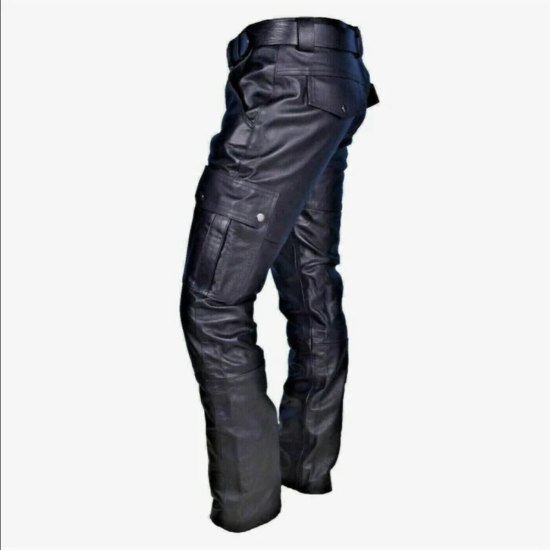Mens Leather Pants BlackRedBrown Fashionable Dance Party Casual Trouser Large Size 5XL 240808