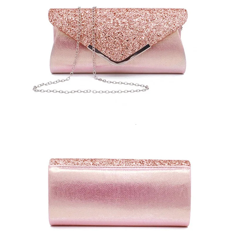 Womens clutch glitter evening party handbag portable black gold sier pink wedding wallet envelope 240808 e57a 4