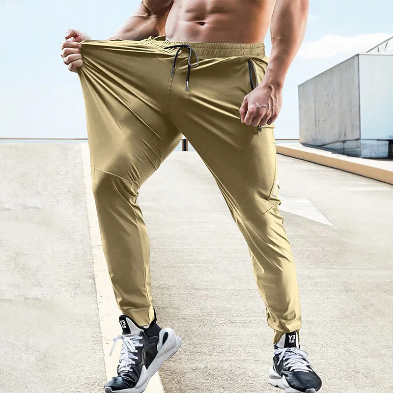 Summer mens elastic sports pants waist jogging outdoor training fitness breathable casual 240808