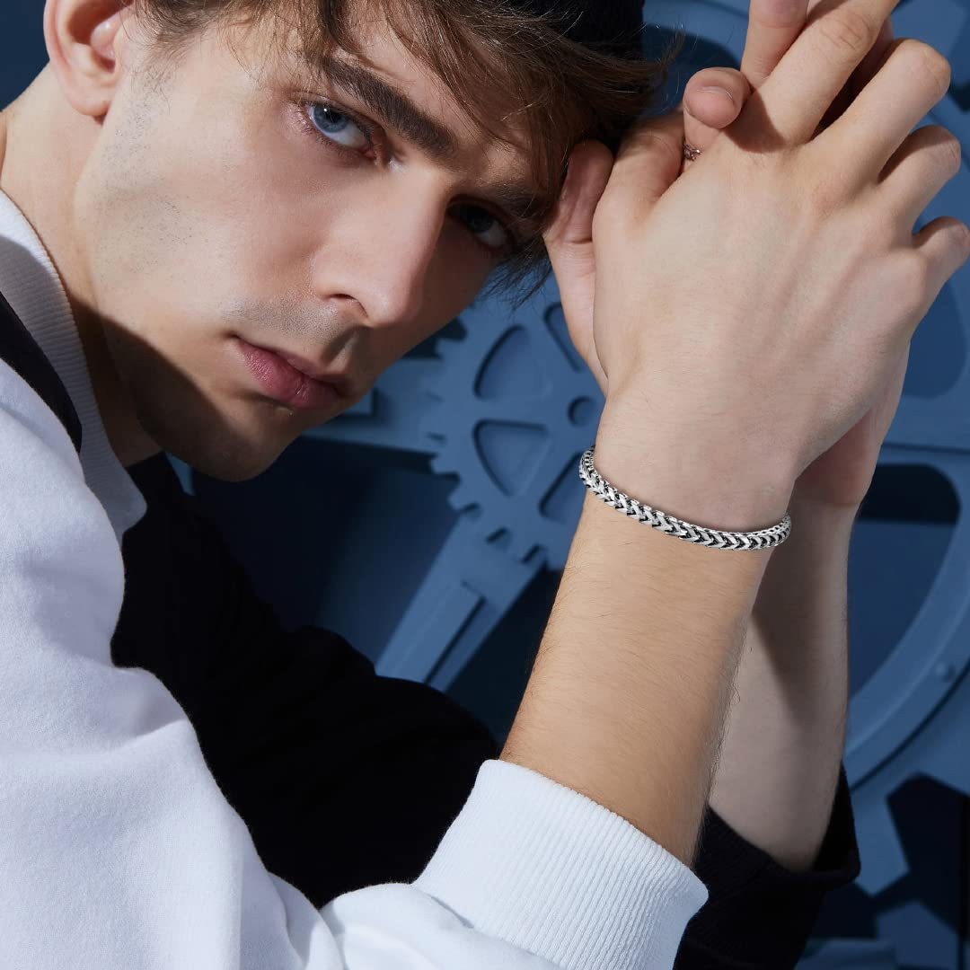 Stainless steel hip-hop men's Cuban bracelet, fashionable and simple folding buckle, Franco bracelet bracelet, wristband