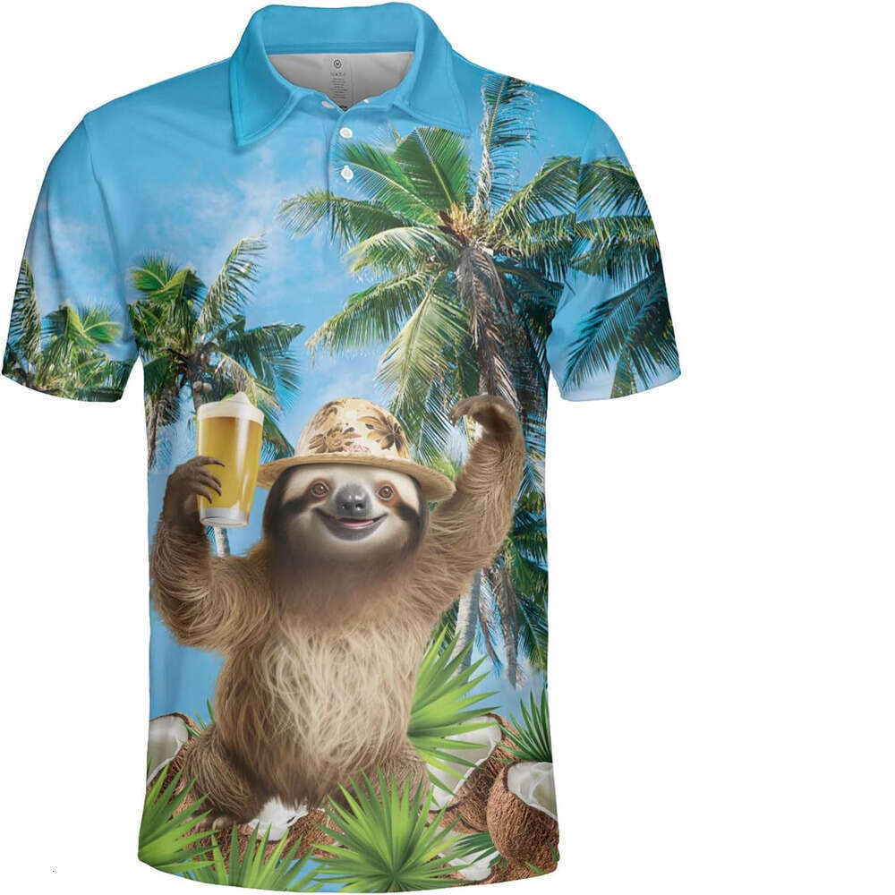 Fashion Mens Polo shirt Drinking Beer for Shirts Short 3D Summer Print Funny Golf Dry Fit Set Polos shirts tshirt Casual tops summer clothes