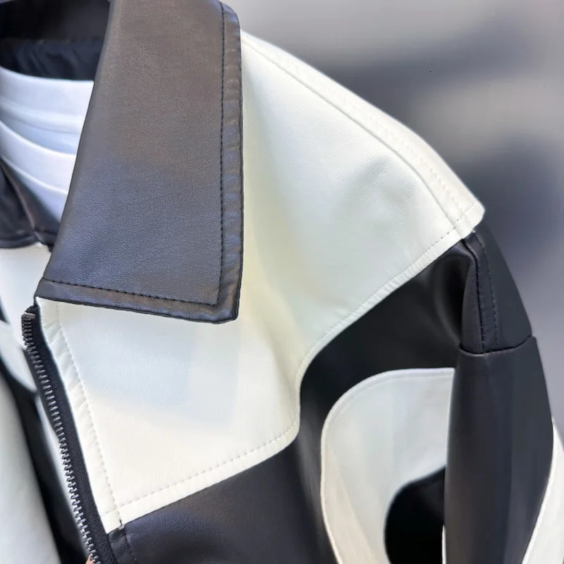 Motorcycle leather jacket mens street retro American patch work Pu racing jacket loose casual cool jacket unisex240808