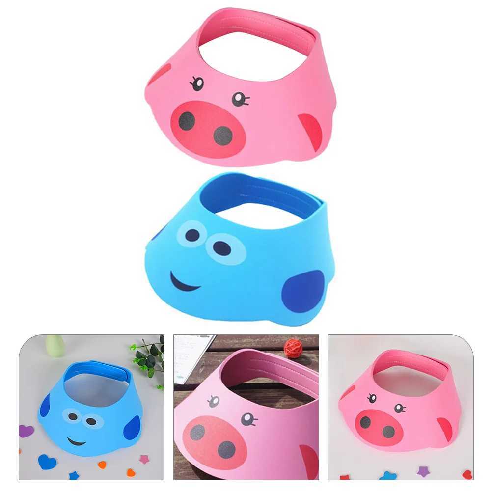 2 childrens shampoo caps toddler shower caps baby shower liners and childrens product labelsW240717