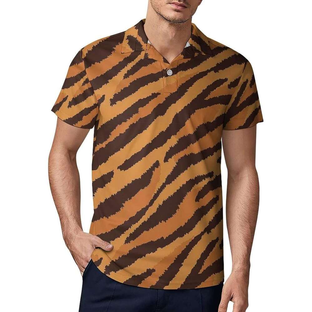 2025S Fashion Designer Shirt Mens Polo Quick Dry Moisture Wicking Tiger Stripe D Print Sleeve Golf Shirts Polos Shirts Tshirt Casual Tops Summer Cloth