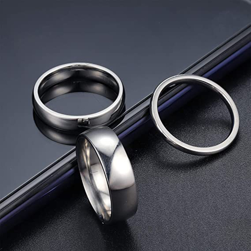 Cross border European and American popular titanium steel couple ring with inner and outer circular arcs, simple surface, and a hundred hand accessori