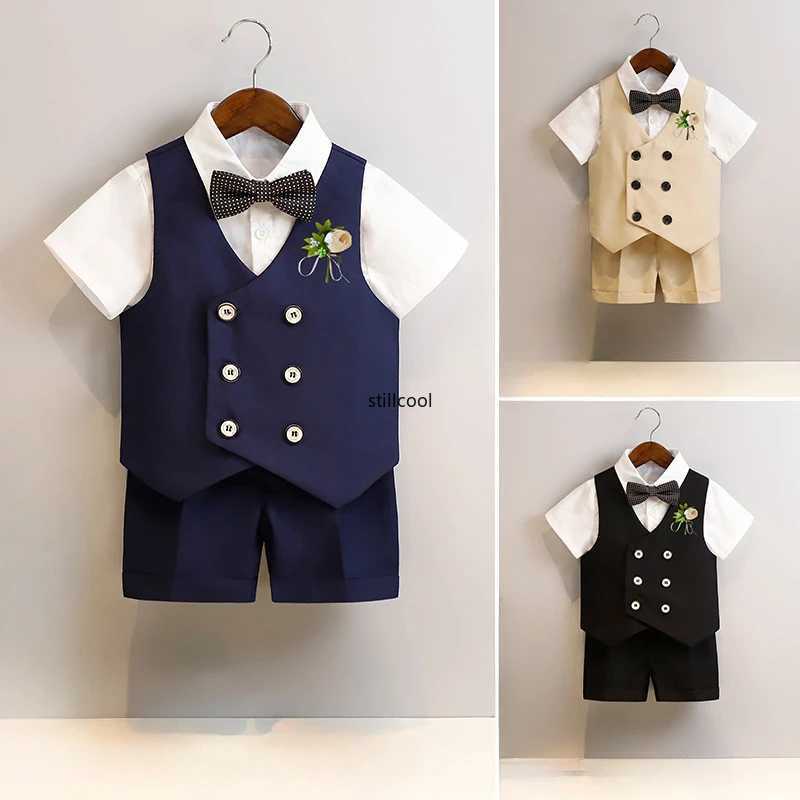 Suits Boys Blazers Set Spring Summer Flower Child Wedding Suit 2 To 14 Y Toddler Birthday Formal Dress Kids Piano Performance OutfitsL488