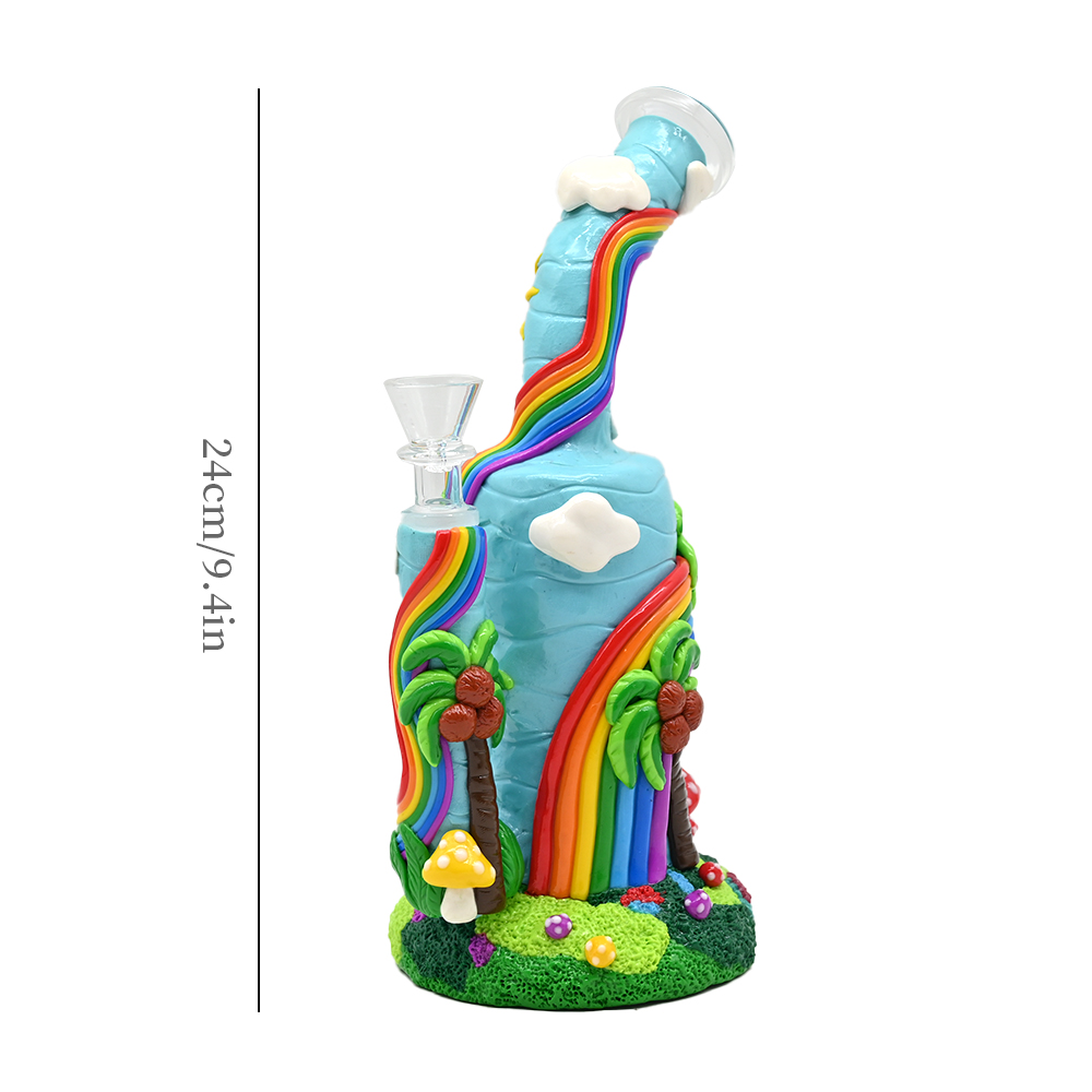 HippiesGlass,Colored Polymer Clay Glass Water Pipe,3D Cute Coconut Tree,Mushroom,Small House,Rainbow,Borosilicate Glass Hookah,Glass Bong,Smoking Acce