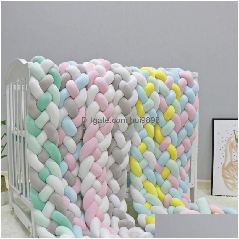 Bedding Sets Baby Bed Protector Bumper Born 4 Twist Pure Cotton Weave Plush Knot Crib Decor Ball Infant Room Decoration1 Drop Delive Dh8Wd 240925