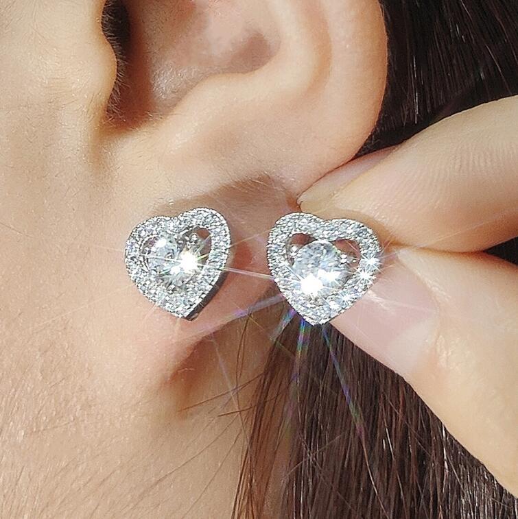 Sweet Sterg Sier Stud Earrings | Moissanite Dia Party Jewelry For Women