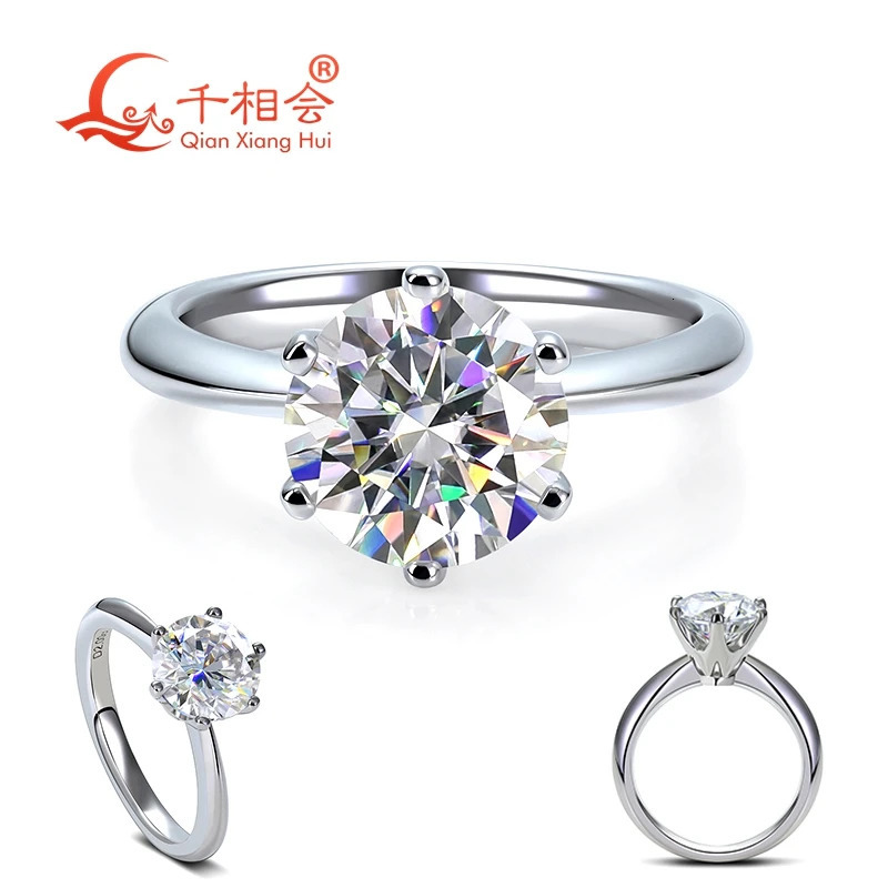 0.5ct 1ct 2ct 3ct round solitaire Ring Band 925 Sterling Silver D Diamond women Ring Jewelry gift dating wedding GRA 240712