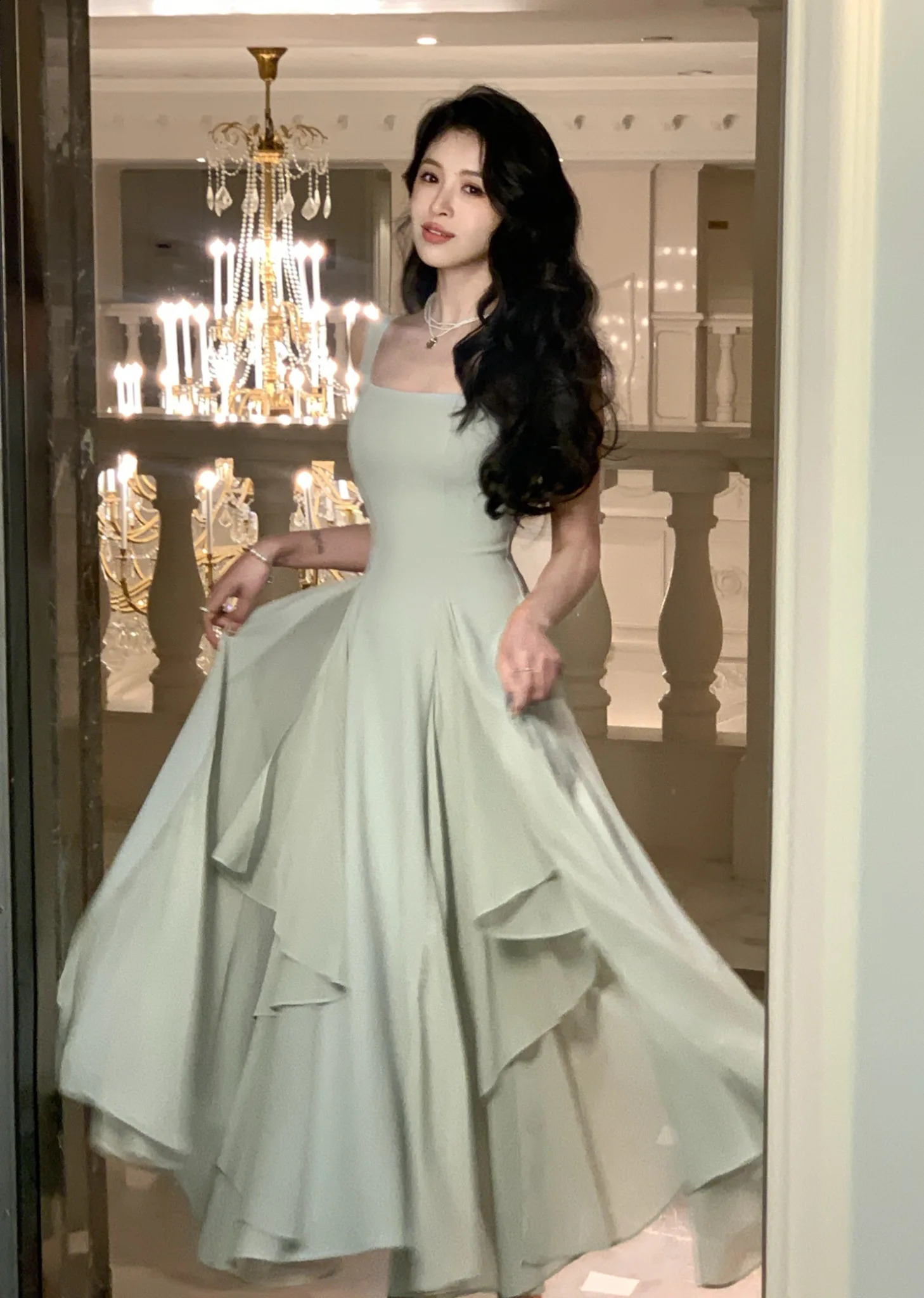 French Elegant Ruffles White Midi Dresses Summer Evening Party Women Clothes Fashion Sundress Birthday Ladies Dresses 240809