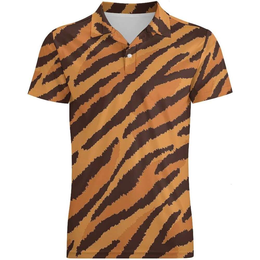 2025S Fashion Designer Shirt Mens Polo Quick Dry Moisture Wicking Tiger Stripe D Print Sleeve Golf Shirts Polos Shirts Tshirt Casual Tops Summer Cloth