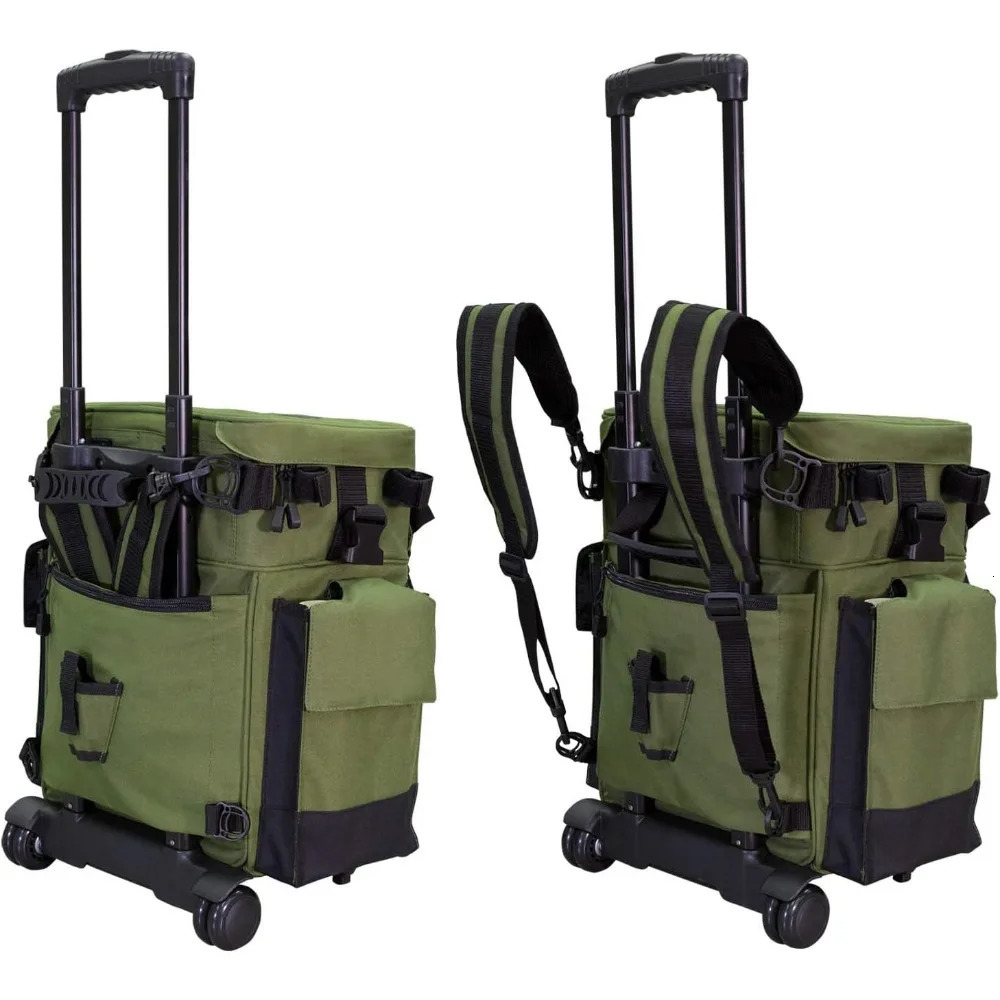 3 Roller Tackle Box Waterproof Fishing Backpack 5 Removable Trays 4 Rod Shees Mens Gift Fish Bag Rollers 240808 4