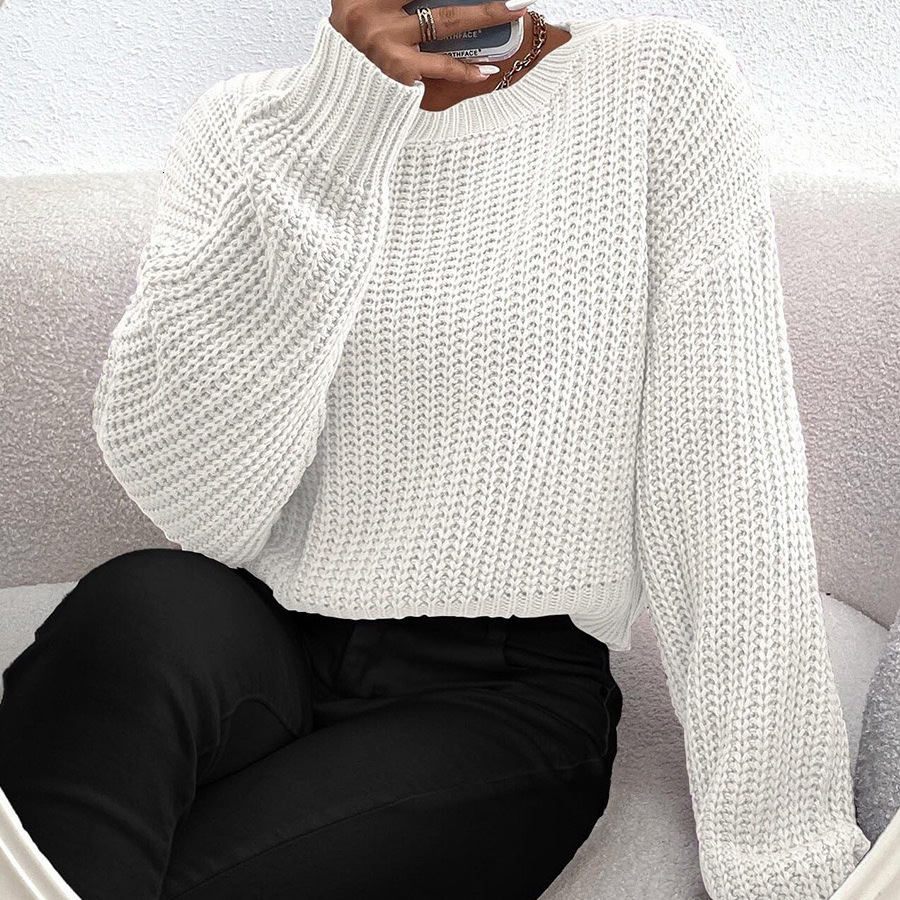 Autumn/Winter New Women's Loose Short Hoodie Round Neck Long Sleeve Knitted Sweater dongdumaoyi