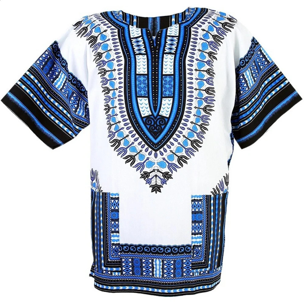 Mens Dashiki T shirt African Traditional Print Dashiki Loose Fit Unisex African Ethnic Mens Clothing Beauty Without Pocket Top 240809