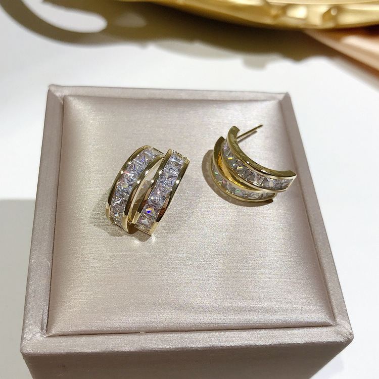 Sparkg Stud Earrings: Sterg Sier, Gold Fill, Princess Cut 5A Zirconia, Party Jewelry Gift