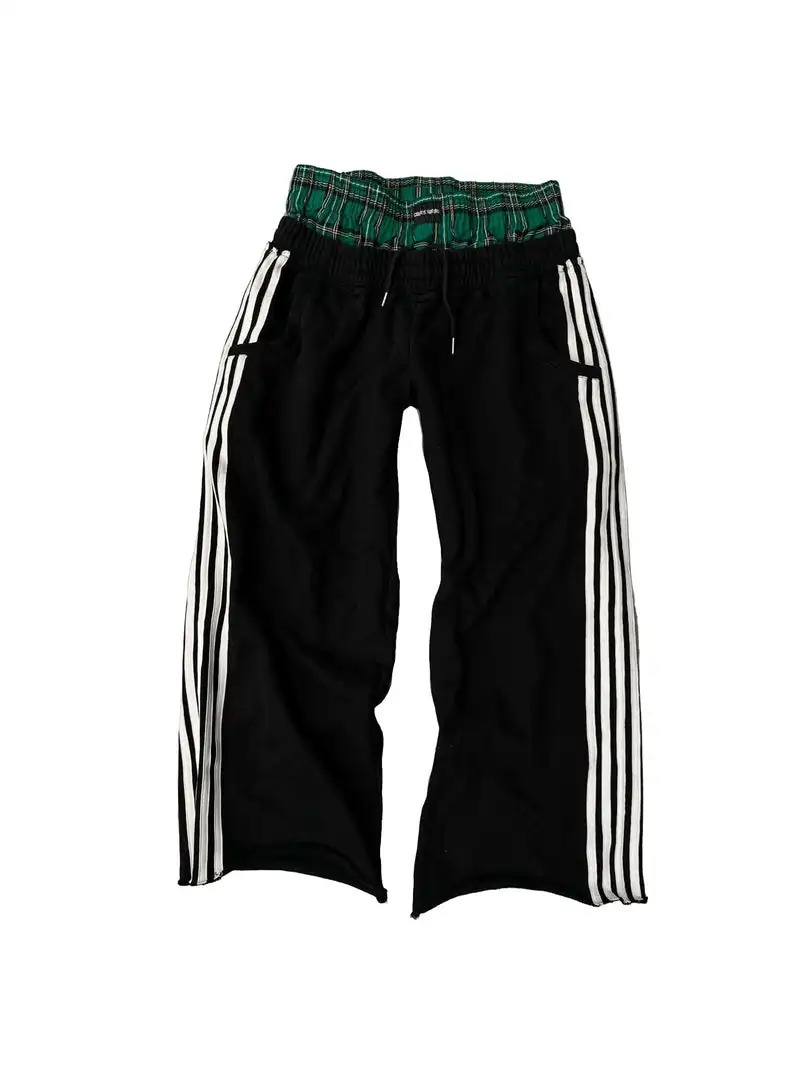 2024 Harajuku Fashion Simple Stripe Mens Casual Pants Retro Loose Y2K Wide Leg Hip Hop Sports 240808