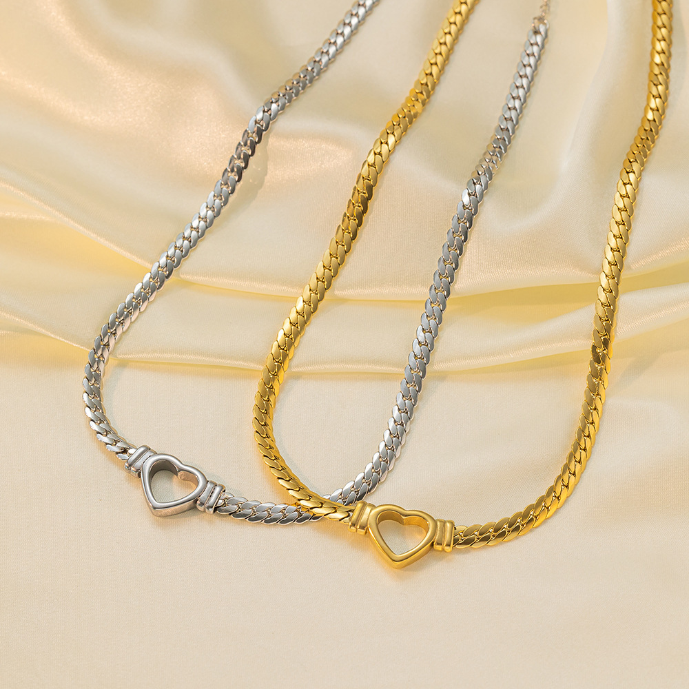 Heart shaped whip chain Ins popular bracelet titanium steel non fading necklace unisex gift for friends