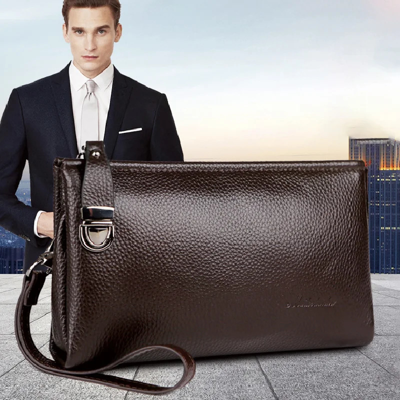 Fashionable leather mens clutch bag antitheft and waterproof business wallet soft birthday gift 240808