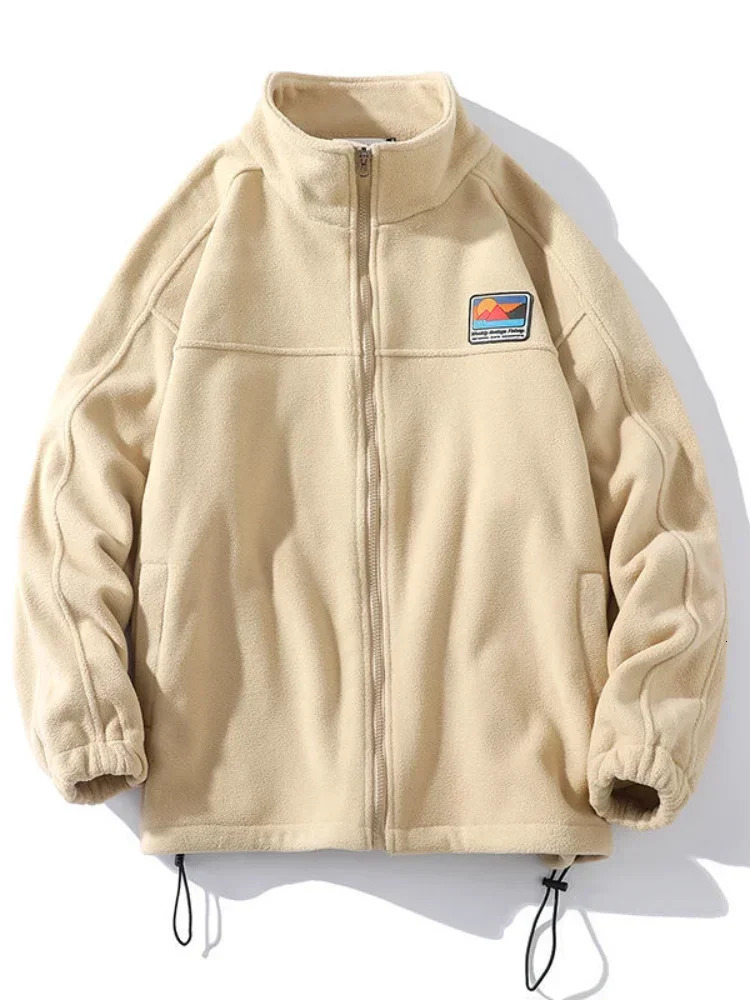 Half-zip Hoodless Sweatshirt Autumn Winter Stand-up Collar Shirt Oversize Velevet Tops Lovers Trend Polar Fleece Jacket 240808