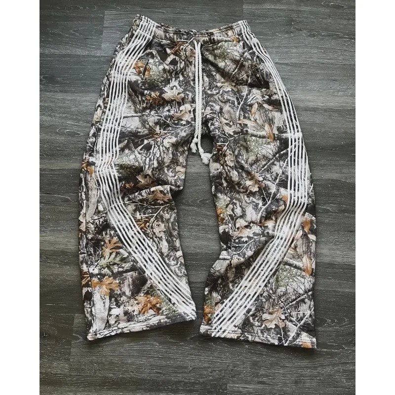 Gothic Harajuku Couple Highquality Jogging Drawstring Sweatpants For Men Y2k Retro Camouflage Casual Loose Fitting Trousers Y240829