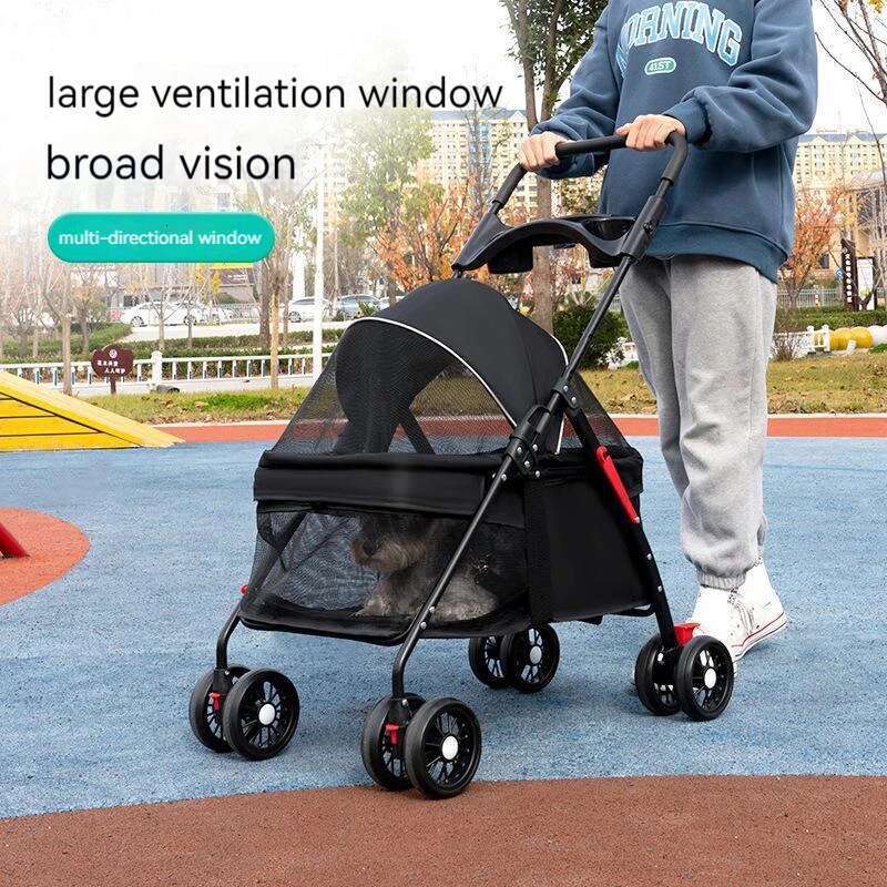 Pet Stroller Lightweight Folding Walking Pet Carrying Bag Outdoor Travel Breathable Meal Plate Dog Cat Trolley For Small Dogs Zozostore