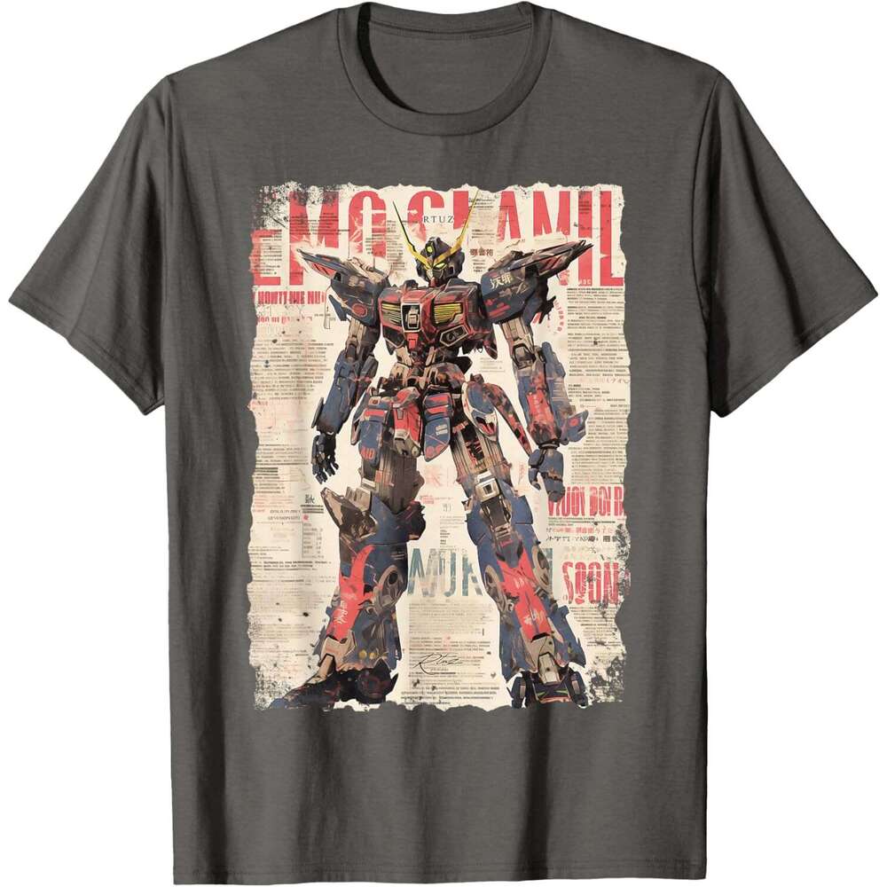 T shirt for Mens Gundam Cyberpunk Japanese cyborg futuristic robot T-Shirt Shirts Tshirt Graphic Tee Casual Tops Clothes Short sleeve Free shipping