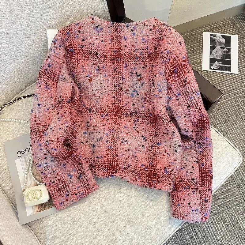 Tweed Temperament Small Fragrance Coat Female Autumn Korean Chic Long Sleeve Tops Temperament Woven Elegant Women Jackets 240809 - view 4