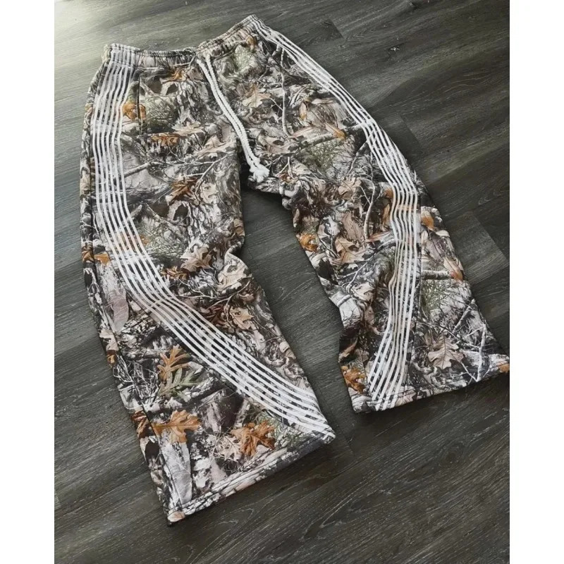 Gothic Harajuku Couple Highquality Jogging Drawstring Sweatpants For Men Y2k Retro Camouflage Casual Loose Fitting Trousers Y240829