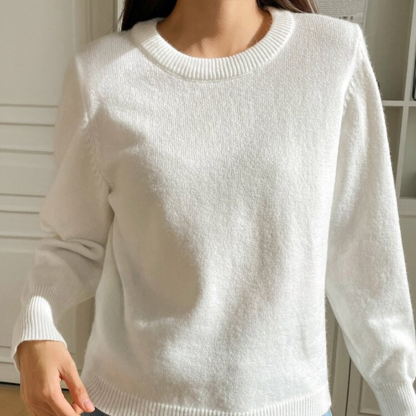 Round neck solid color women, autumn and winter new loose pullover knitted sweater for women dongdumaoyi