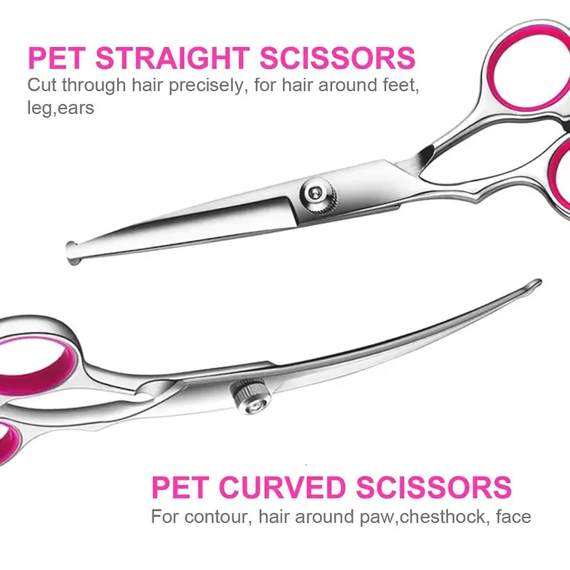 Premium Coated Dog Grooming Scissors with Safety Round Tips Professional Grade Kit for Precise and Safe Trimming 240808