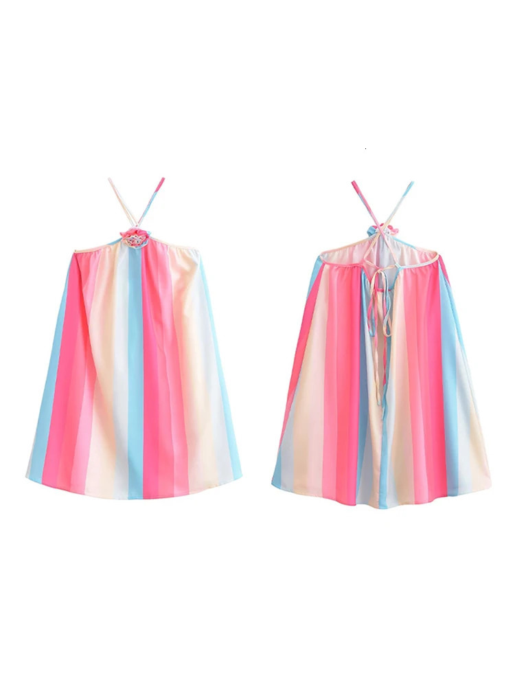 Womens flower rack fashion summer mini dress latest solid sleeveless strapless womens party beachwear 240809