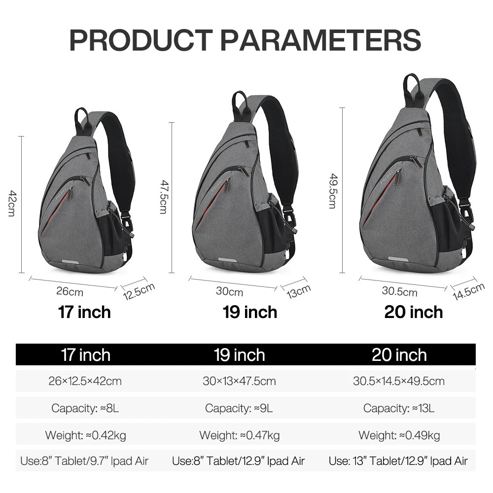 Mixi Mens Single Shoulder Backpack Womens Sling Bag Cross Body USB Boys Bicycle Sport Travel Edition Fashion Student School 240808