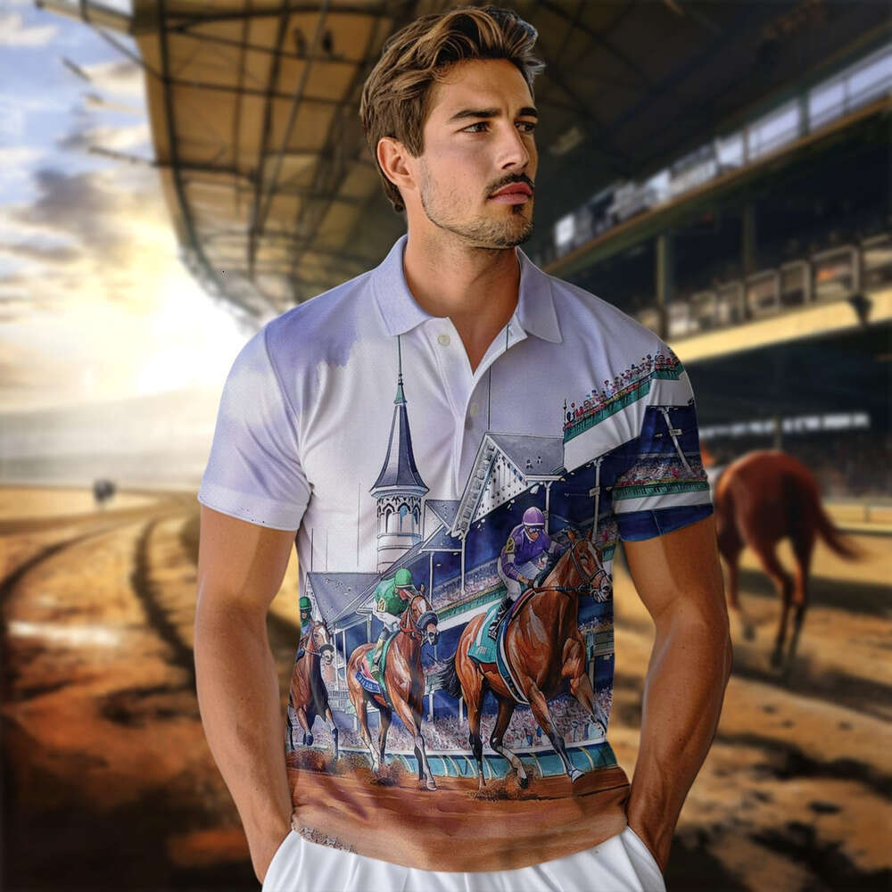 Fashion Mens Polo shirt Horse Racers Short Sleeve Regular Fit Polo Shirts for Men Polos shirts tshirt Casual tops summer clothes Short sleeve Free shi