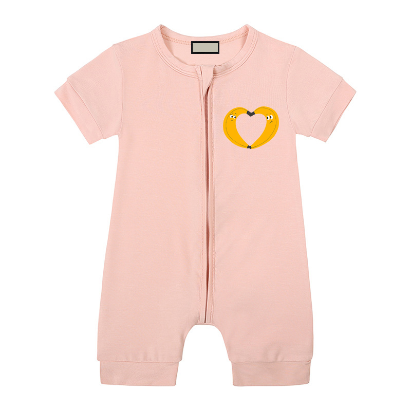 Rompers Luxury Kids Clothing Designer Jumpsuits Rompers Short Sleeve Casual Zipper Bodysuits Boys Girls Baby Bodysuit Children Outfits Cute Love PriY2