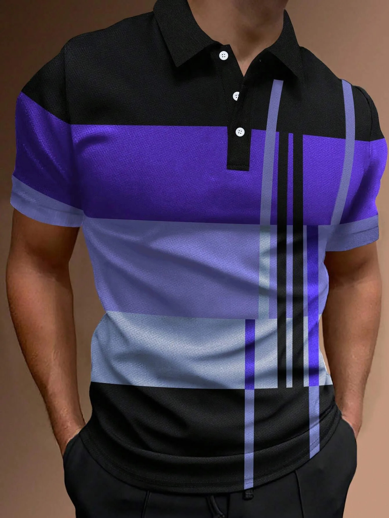 Mens Polo Shirt 3D Stripe Print Fashion Clothing Summer Business Casual T Shirt Mens Polo Shirt Button Short Sleeve Street Top 240816