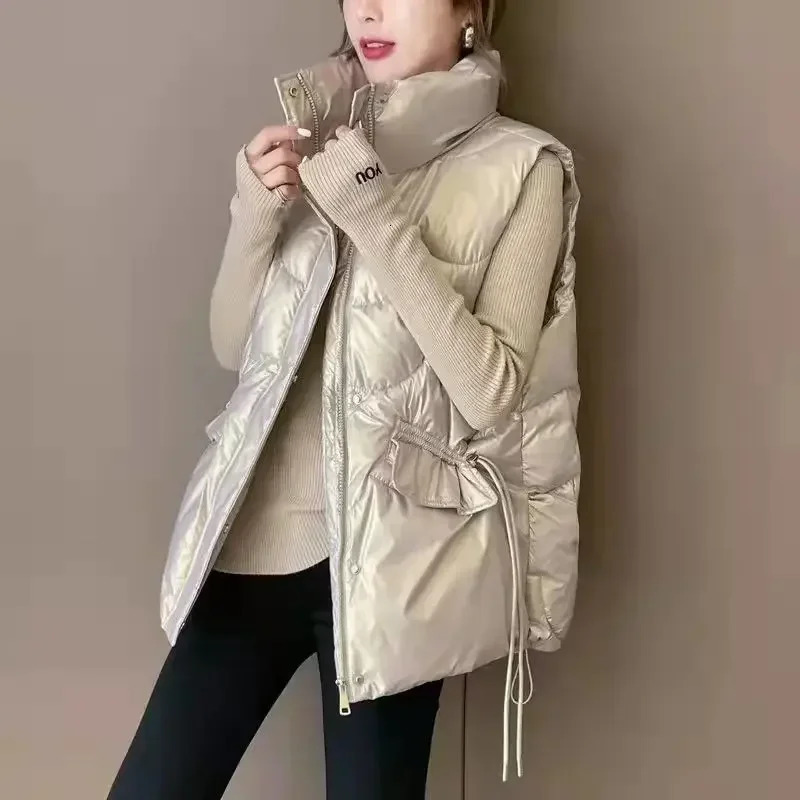 Down Cotton Vest for Women Autumn Winter Lightweight Vest Casual Loose Jackets Coats Women Fashion Sleeveless Parkas 240813