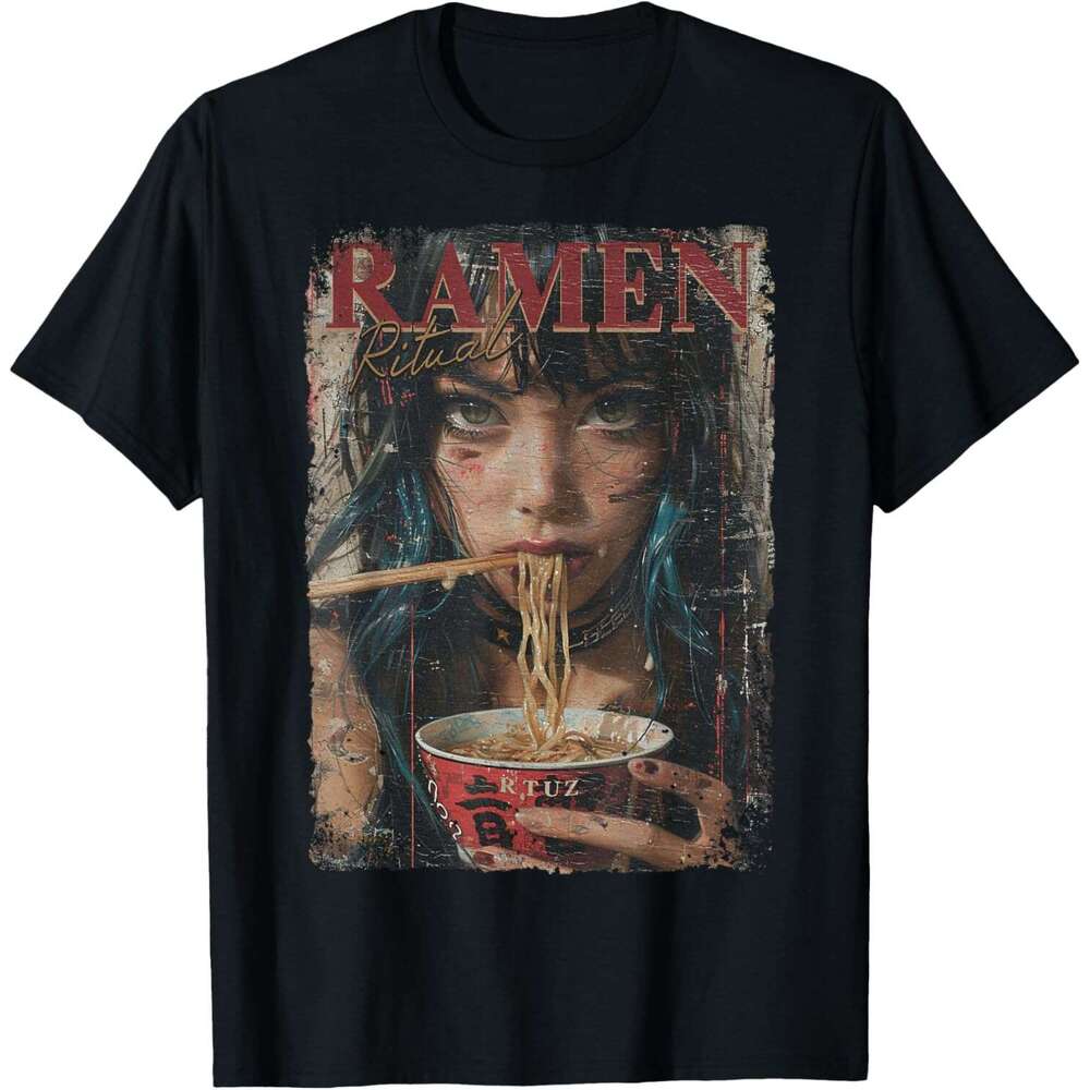 T shirt for Mens Womens Pin-up Girl Ramen Noodle Anime Manga Asian Ramen T-Shirt Shirts Tshirt Graphic Tee Casual Tops Short sleeve