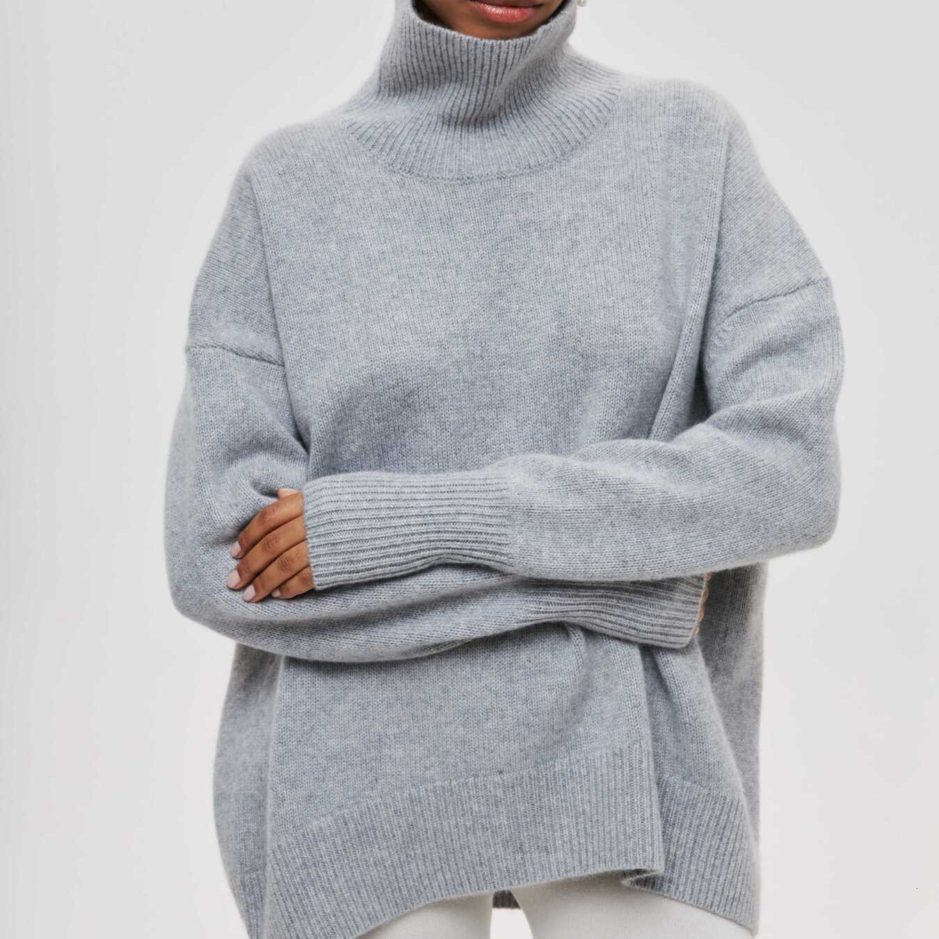 Women's new long thread loose high neck autumn/winter Russian knit sweater dongdumaoyi