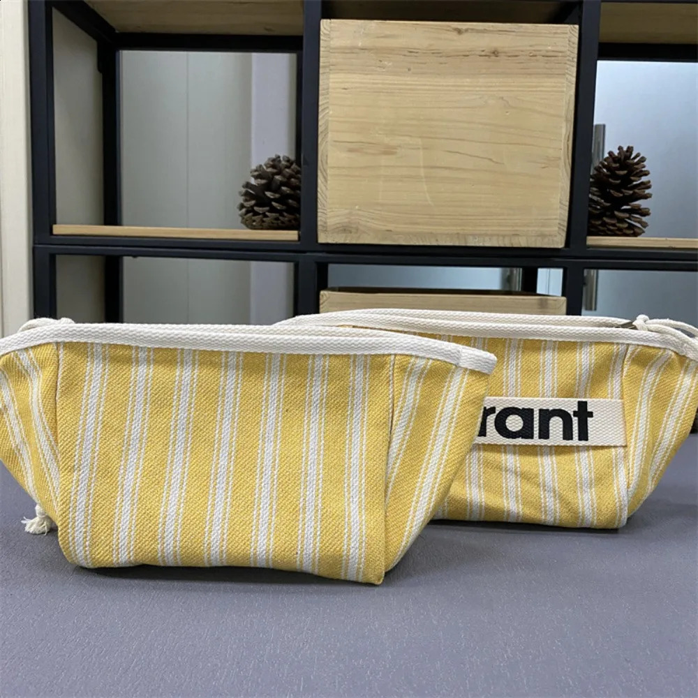 Fashion Canvas Wrist Makeup Bag for Womens Zipper Cotton Portable Box Organizer 240822