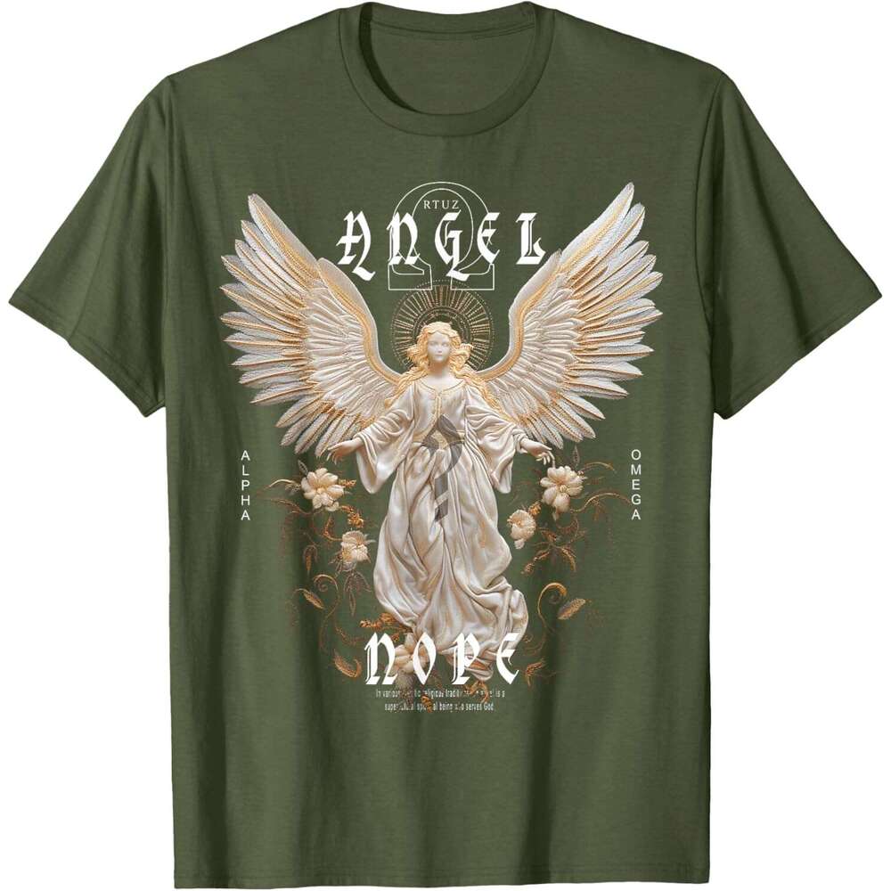 Fashion T shirt for Mens Angel Guardian Angel Wings Holy Angel T-Shirt Shirts Tshirt Graphic Tee Casual Tops Clothes Short sleeve