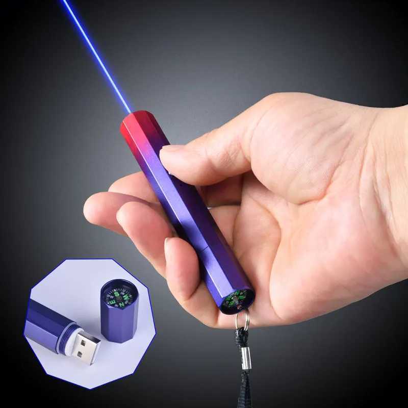 450nm Blue Laser Pointer 532nm Green laser pen 650nm Red Laser Built-in USB Rechargeable Beam Pointer PenM240809