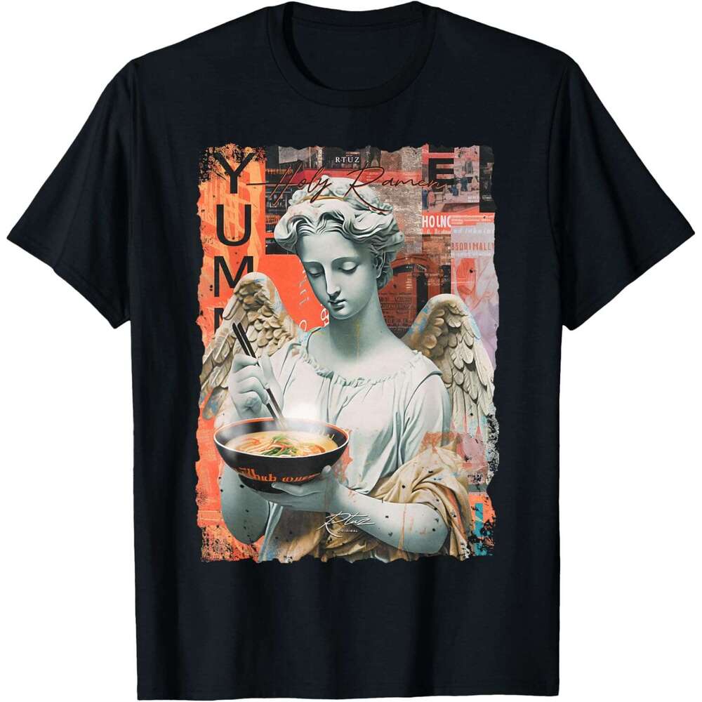 T shirt for Mens Holy Ramen Noodle Asia Art Anime Manga Angel Ramen T-Shirt Shirts Tshirt Graphic Tee Casual Tops Clothes Short sleeve
