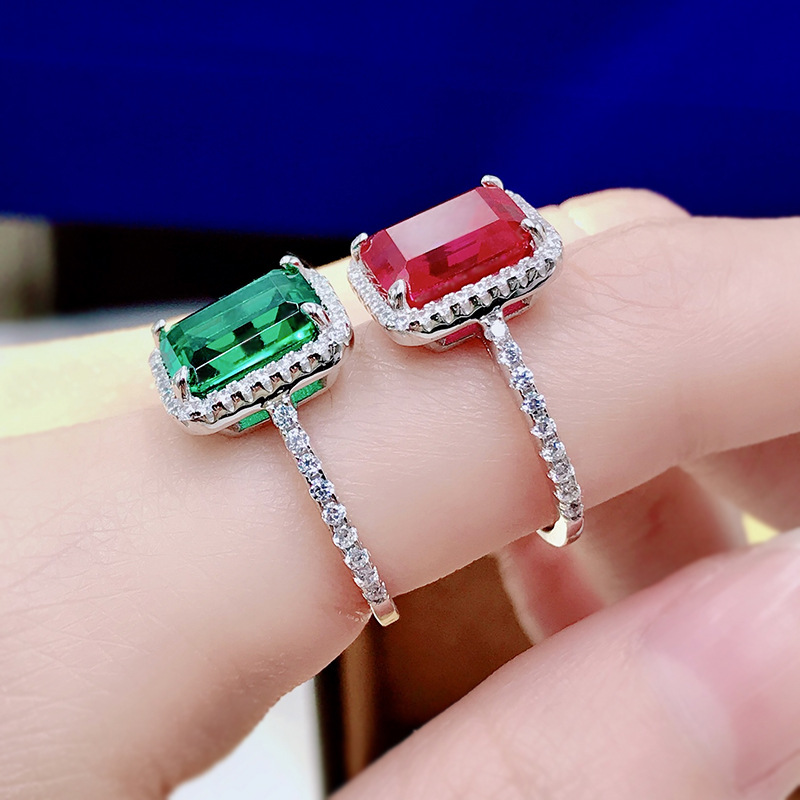 Sparkg Sterg Sier Emerald Moissanite Eternity Band Ring - US Size 5-9 dh5727163