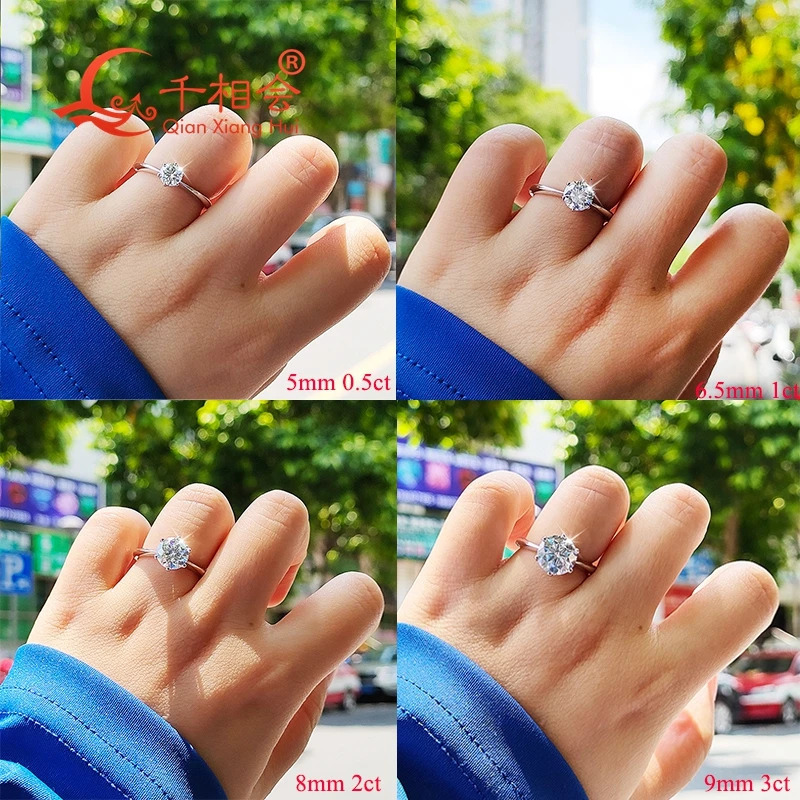 0.5ct 1ct 2ct 3ct round solitaire Ring Band 925 Sterling Silver D Diamond women Ring Jewelry gift dating wedding GRA 240712