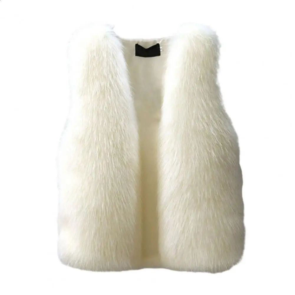 Winter Female Fox Fur Vest Coat Winter Warm White Black Gray Fur Vest Jacket Large Size 2XL Sleeveless Coat 240813